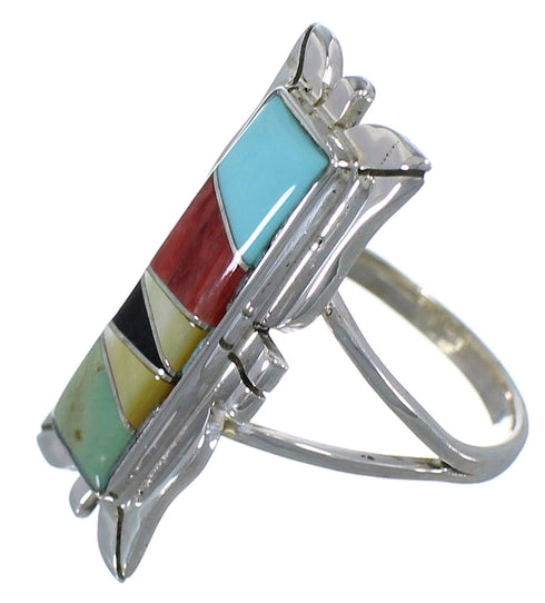 Southwest Multicolor Sterling Silver Ring Size 5-3/4 EX44304